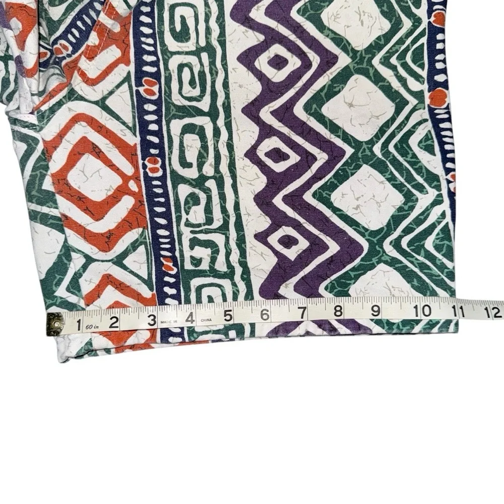 VTG 80s 90s NOT GUILTY High Rise Shorts Sz 5/6 USA Made Bold Aztec Tribal Print